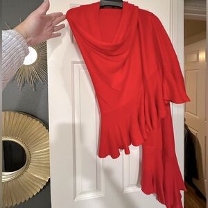 CAbi Vibrant Red Knit Poncho